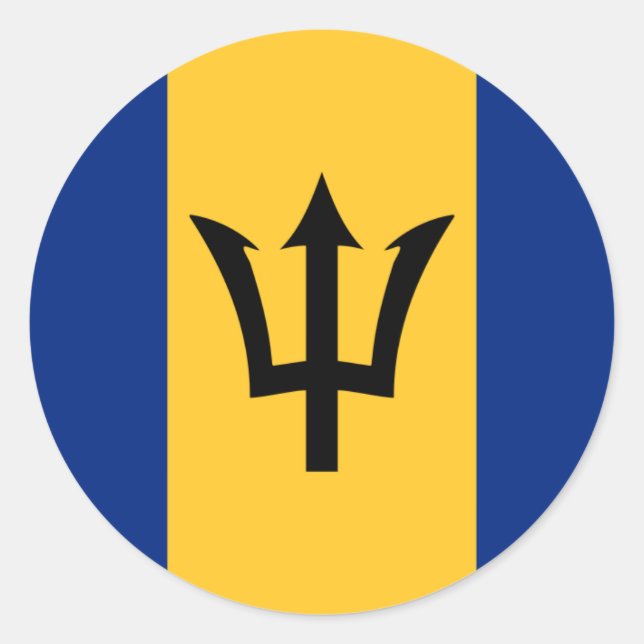 Pegatina Redonda Bandera de Barbados, bandera de Barbados (Anverso)