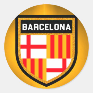 Pegatina Redonda Bandera de Barcelona