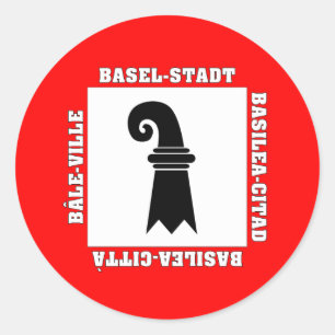 Pegatina Redonda Bandera de Basilea Stadt Suiza
