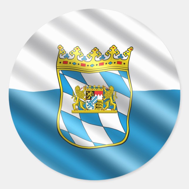 Pegatina Redonda Bandera de Baviera (Anverso)