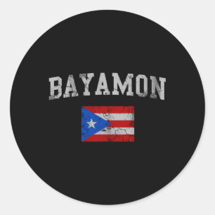 Pegatina Redonda Bandera de Bayamon Puerto Rico