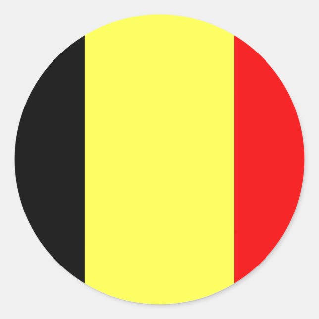 Pegatina Redonda Bandera de Bélgica (Anverso)