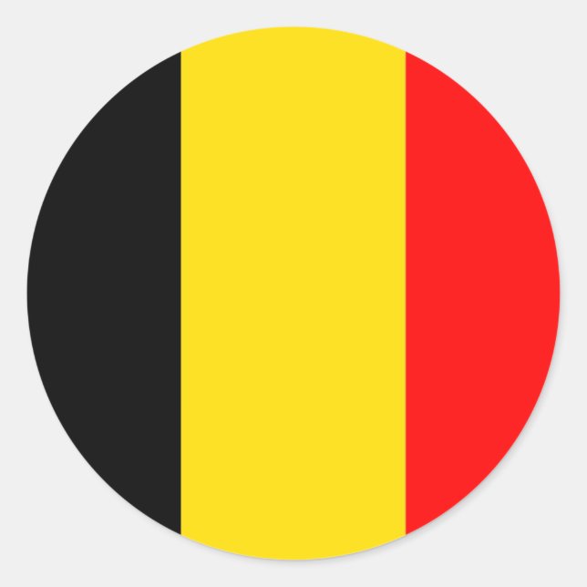 Pegatina Redonda Bandera de Bélgica (Anverso)