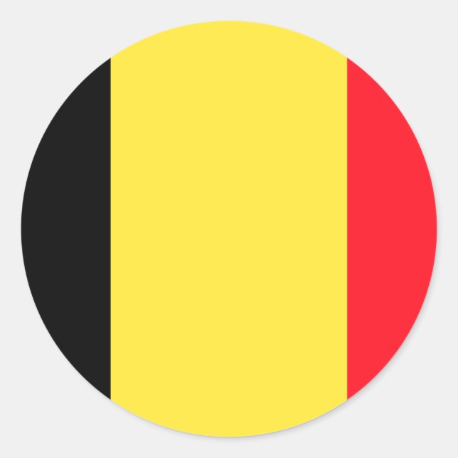 Pegatina Redonda Bandera de Bélgica (Anverso)