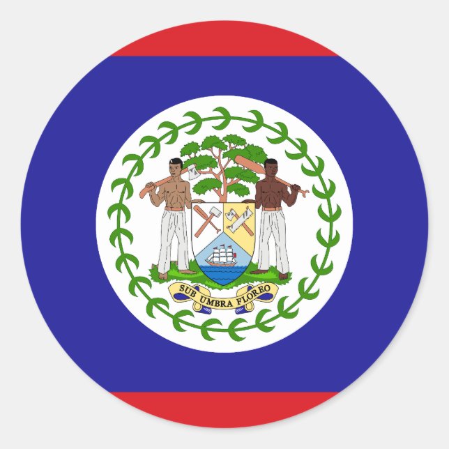 Pegatina Redonda Bandera de Belice (Anverso)