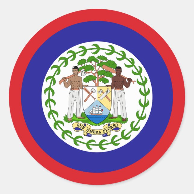 Pegatina Redonda Bandera de Belice (Anverso)