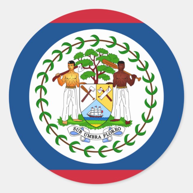 Pegatina Redonda Bandera de Belice, Bandera de Belice (Anverso)