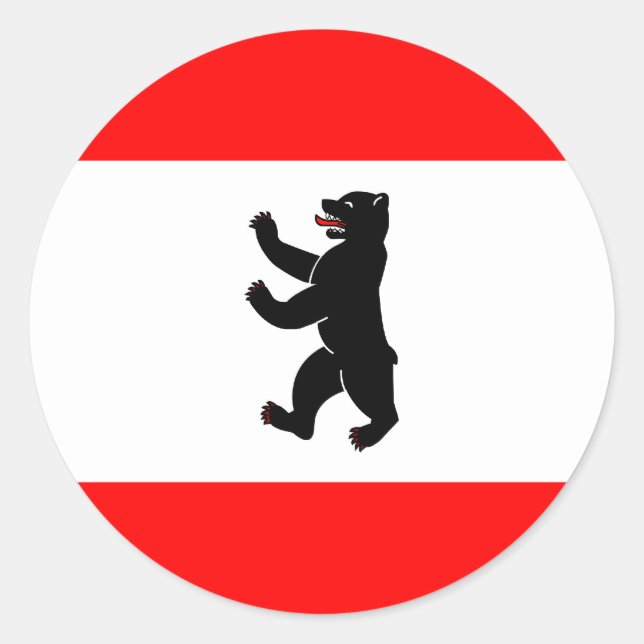 Pegatina Redonda Bandera de Berlín de alta calidad (Anverso)