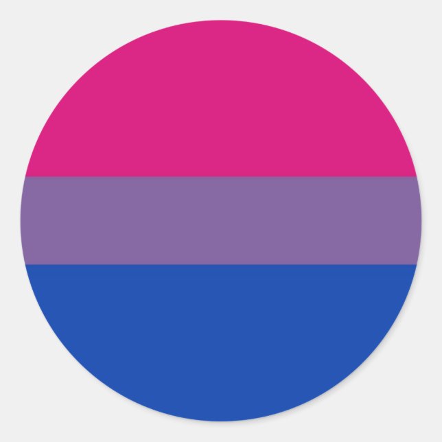 Pegatina Redonda Bandera De Bi Vuela Por Orgullo Bisexual (Anverso)