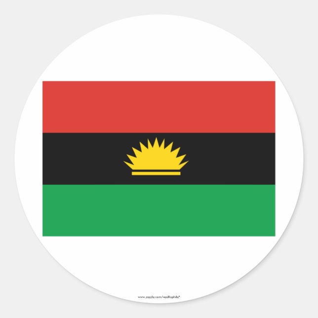 Pegatina Redonda Bandera de Biafra (1967-1970) (Anverso)