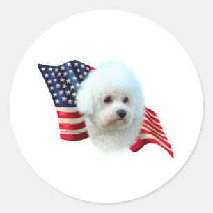 Pegatina Redonda Bandera de Bichon Frise