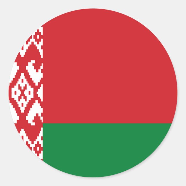 Pegatina Redonda Bandera de Bielorrusia (Anverso)