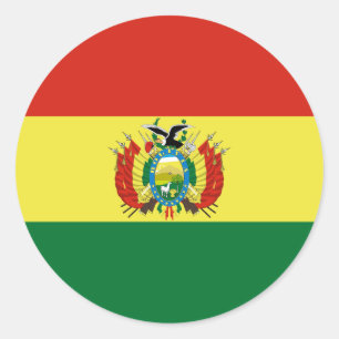 Pegatina Redonda Bandera de Bolivia