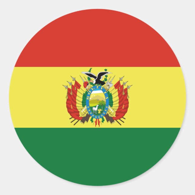 Pegatina Redonda Bandera de Bolivia (Anverso)