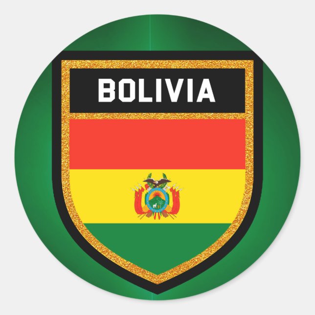 Pegatina Redonda Bandera de Bolivia (Anverso)