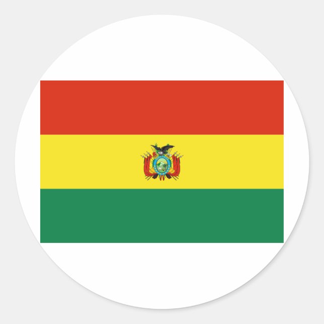 Pegatina Redonda Bandera de Bolivia BO (Anverso)