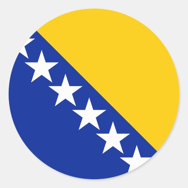 Pegatina Redonda Bandera de Bosnia y Herzegovina (Anverso)