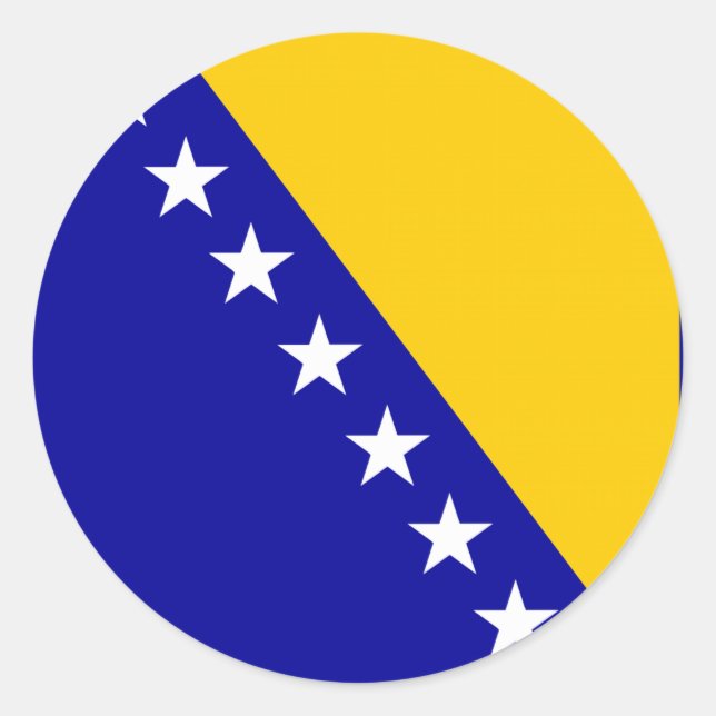 Pegatina Redonda Bandera de Bosnia y Herzegovina (Anverso)