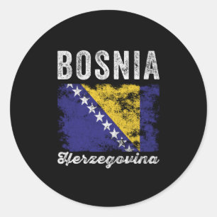 Pegatina Redonda Bandera de Bosnia y Herzegovina en peligro