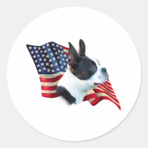 Pegatina Redonda Bandera de Boston Terrier