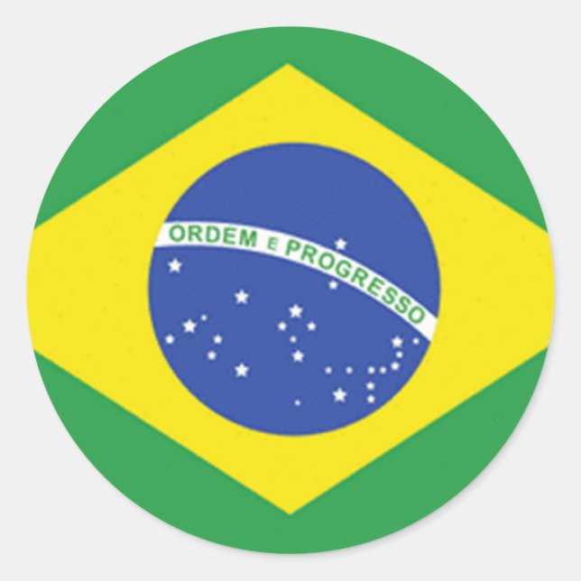 Pegatina Redonda Bandera de Brasil