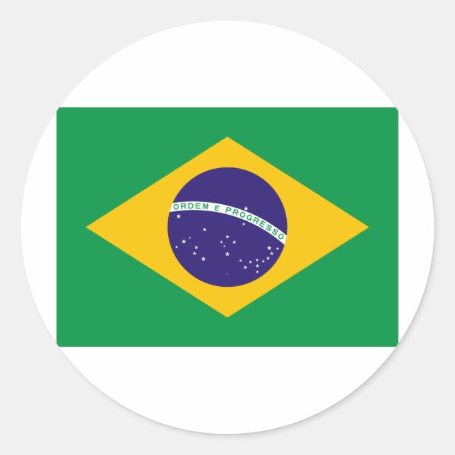 Pegatina Redonda Bandera de Brasil (Anverso)