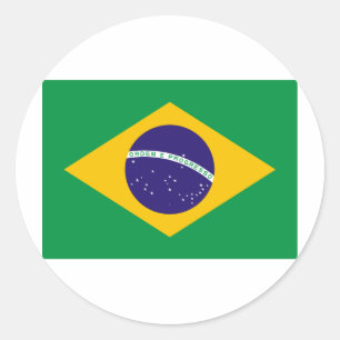 Pegatina Redonda Bandera de Brasil
