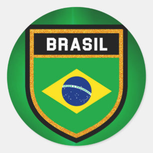 Pegatina Redonda Bandera de Brasil