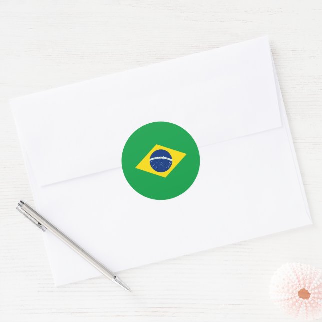 Pegatina Redonda Bandera de Brasil (Sobre)