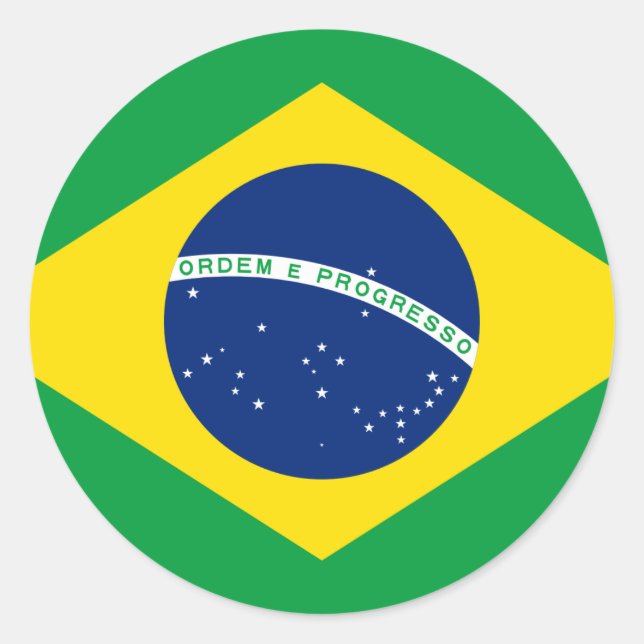 Pegatina Redonda Bandera de Brasil (Anverso)