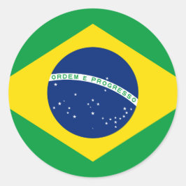 Pegatina Redonda Bandera de Brasil