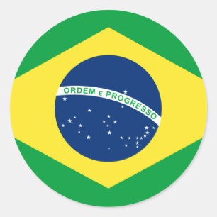 Pegatina Redonda bandera de brasil