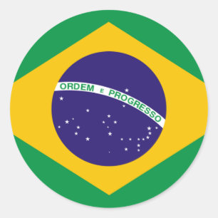 Pegatina Redonda Bandera de Brasil