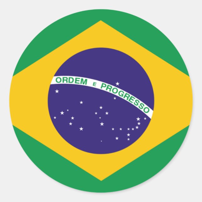 Pegatina Redonda Bandera de Brasil (Anverso)