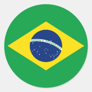 Pegatina Redonda Bandera de Brasil