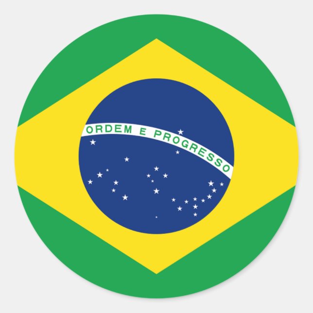 Pegatina Redonda Bandera de Brasil - Bandeira do Brasil (Anverso)