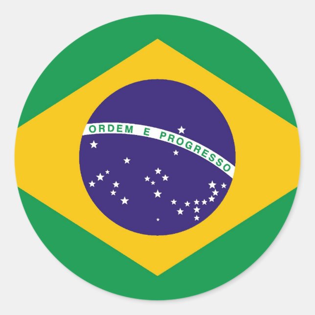 Pegatina Redonda Bandera de Brasil Bandeira do Brasil (Anverso)