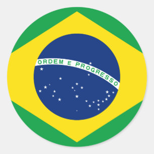 Pegatina Redonda Bandera de Brasil (brasileño)