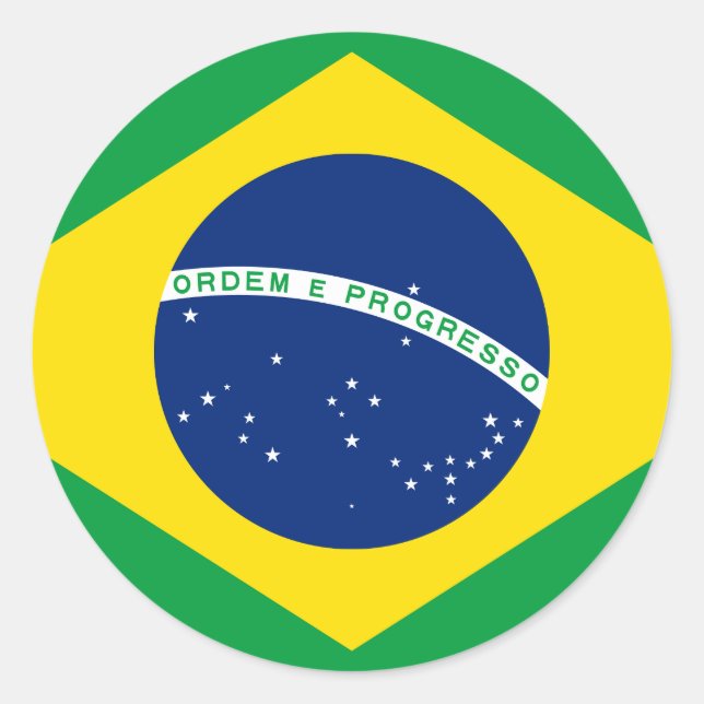 Pegatina Redonda Bandera de Brasil (brasileño) (Anverso)
