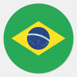 Pegatina Redonda Bandera de Brasil Copa Mundial 2026 Fútbol Brasil