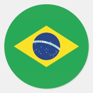Pegatina Redonda Bandera de Brasil Copa Mundial 2026 Fútbol Brasil