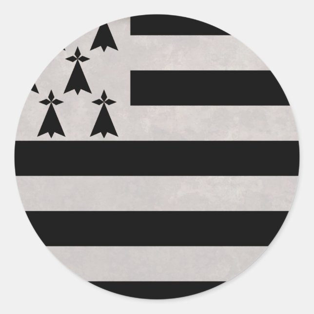 Pegatina Redonda Bandera de Bretaña (Anverso)