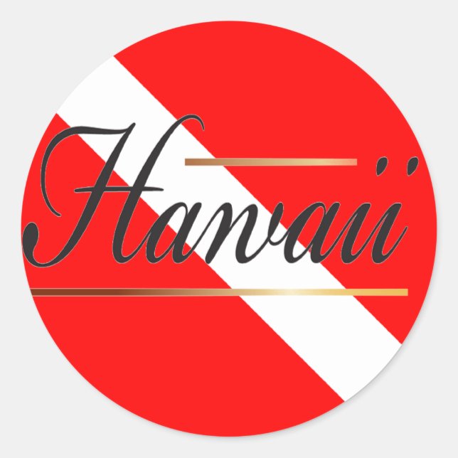 Pegatina Redonda Bandera de buceo de Hawái (Anverso)