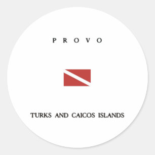 Pegatina Redonda Bandera de buceo de las Islas Turcas y Caicos