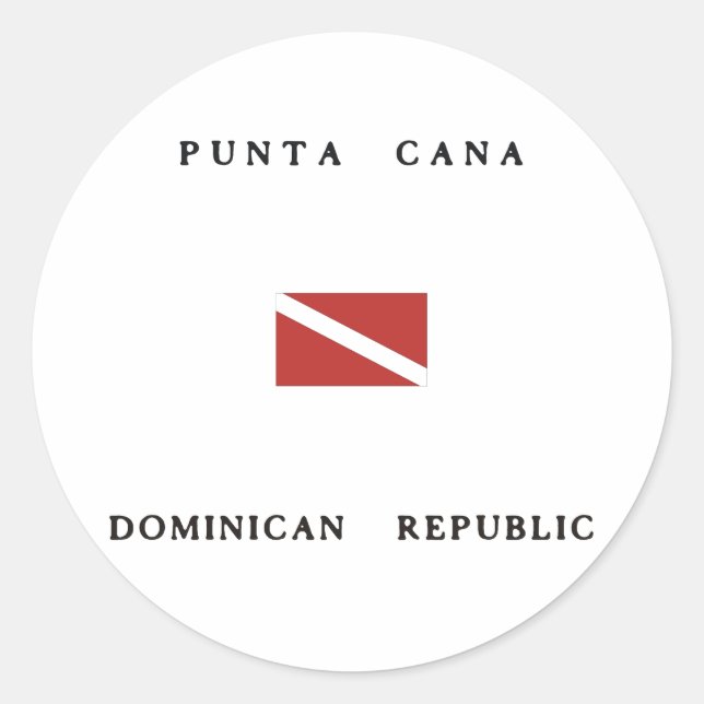 Pegatina Redonda Bandera de buceo de Punta Cana República Dominican (Anverso)