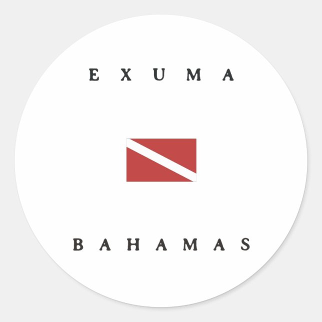 Pegatina Redonda Bandera de buceo Exuma Bahamas Scuba (Anverso)