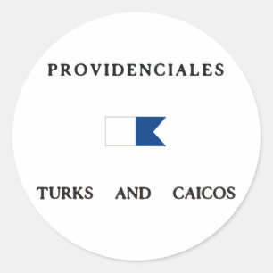 Pegatina Redonda Bandera de buceo Providenciales Turcas y Caicos Al