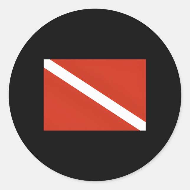 Pegatina Redonda Bandera de buceo Scuba Buceo (Anverso)