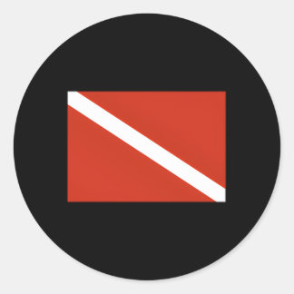 Pegatina Redonda Bandera de buceo Scuba Buceo