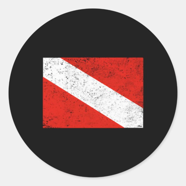 Pegatina Redonda Bandera de buceo Scuba Buceo (Anverso)